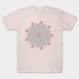 Coral Pedals Mandala White T-Shirt